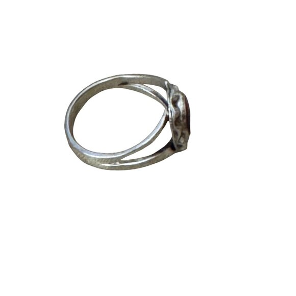 Cats Eye Carnelian Agate Sterling Silver Ring Size 6.5 Vintage Split Band Elegan - Picture 3 of 6